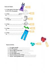 English worksheet: asking and answering how much something is, have/has got, times, body parts