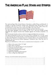 English Worksheet: The American flag:Stars and Stripes