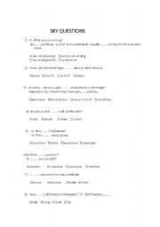 English worksheet: multiple question test for revision