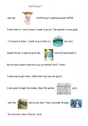 English worksheet: the little girls story