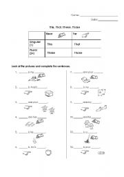 English Worksheet: This, That, These, Those- (young/beginning learners)