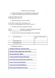 English worksheet: Present Perfect: yet and already