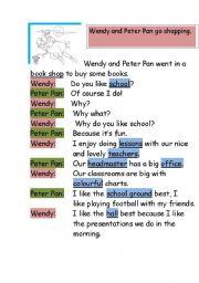 English Worksheet: Wendy and Peter Pan go shopping