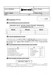 English Worksheet: 7th form end of term test