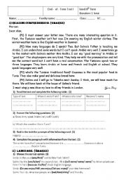 English Worksheet: English test 8th form 