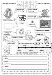 English Worksheet: present simple time markers