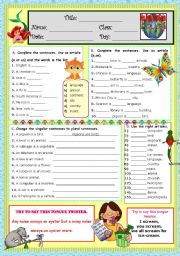 English Worksheet: ARTICLES