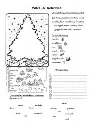 English Worksheet: winter activities, christmaas