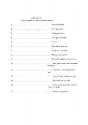 English worksheet: Make Questions