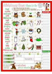 English Worksheet: There to be Affirmative, Negative & Interrogative with Countable & Uncountable Nouns with Christmas Theme 2 Pages & Answer Key.