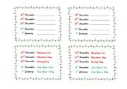 English Worksheet: Christmas Calendar (mini quiz)