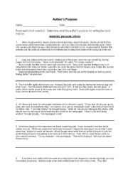 English Worksheet: Author´s Purpose