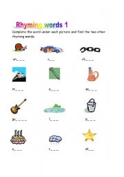 English Worksheet: Rhyming words