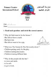 English Worksheet: READING AND WRITING TEST