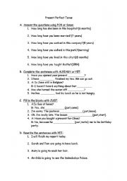 English worksheet: present perfect