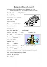 English worksheet: Transport and the verb to be