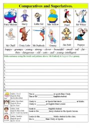 English Worksheet: Comparatives and Superlatives