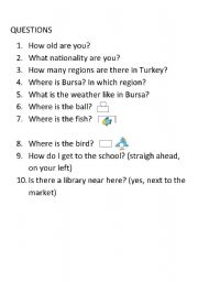 English worksheet: mixed questions