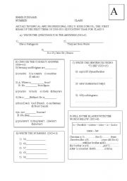 English worksheet: exam for grade9