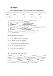 worksheet about simple past