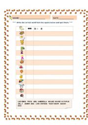 English worksheet: SPELL WORDS