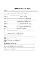 English worksheet: PRESENT CONTINUOUS (FOR FUTURE ACTIONS)