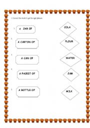 English worksheet: Containers and quantifiers