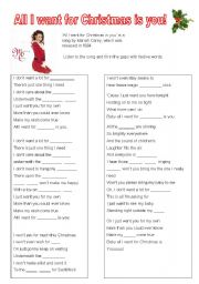 English Worksheet: All I want for Christmas is you gap fill