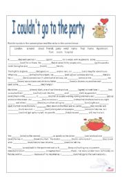 English Worksheet: I couldnt go to the party