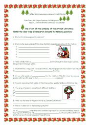 English Worksheet: The pagan symbols of British Christmas