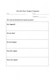 English Worksheet: 5 Ws