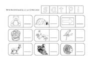 English Worksheet: (s,a,t,p,i) Initial sound