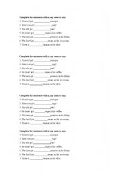 English Worksheet: some, any, a, an