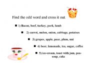 English Worksheet: Find the odd word and cross it out