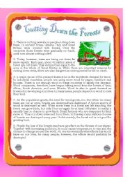 English Worksheet: Reading - Cutting Down the Forests