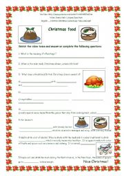 Christmas food - video and worksheet -