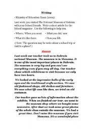 English Worksheet: writing about a visit to a museum