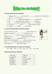 English Worksheet: Using the dictionary