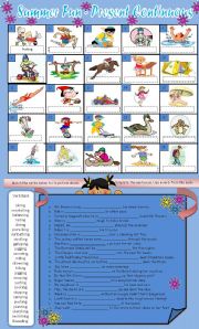 Summer Fun - Present Continuous Verbs - Picture Match & Sentence Completion