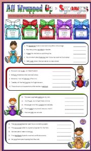 English Worksheet: Synonyms  & Antonyms - All Wrapped Up