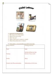 English Worksheet: Child Labour Reading Comprehension 