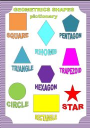 SHAPES: PICTIONARY, FLASHCARDS, MEMORY GAME AND CROSSWORD