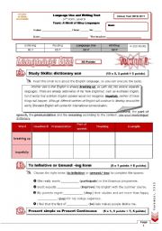 English Worksheet: Test (language use and writing) - A World of Many Languages+correction