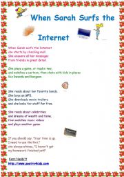 English Worksheet: When Sarah surfs the internet.