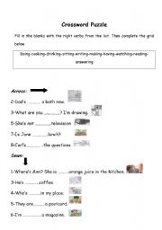 English Worksheet: crossword puzzle