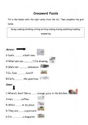 English worksheet: crossword puzzle