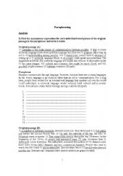 English Worksheet: paraphrasing