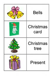 English Worksheet: Christmas Memmory Game