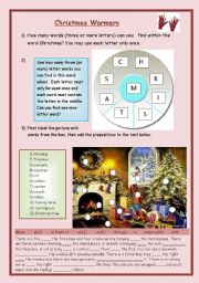 English Worksheet: Fun Christmas activities as warmers. 