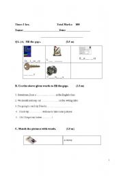 English Worksheet: New Headway elementary exam Unit 1 to 8